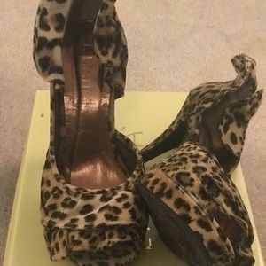 Liliana Leopard Peep Toe Heels
